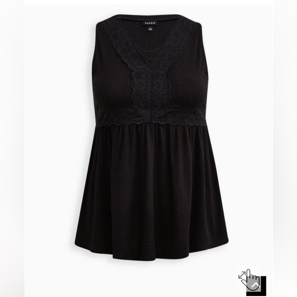 Torrid babydoll ribbed Lace up Black Tank Top 4x 4 NWT - Picture 2 of 7